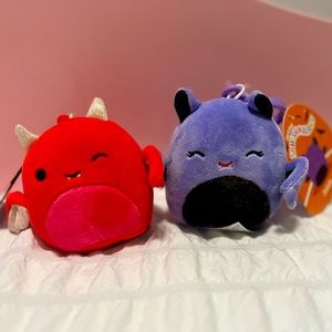 Squishmallows Halloween Karlie Red Devil and Joldy Purple Bat Clip 3.5 inch